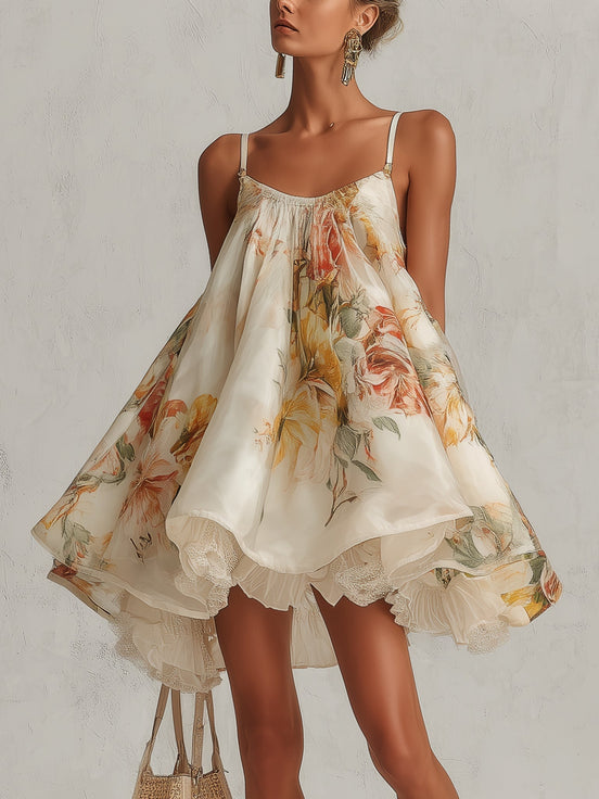 Primula | Mini Abito in Organza Floreale