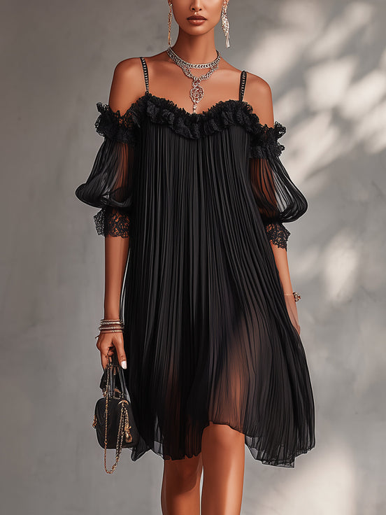 Sara | Mini Abito in Chiffon e Pizzo