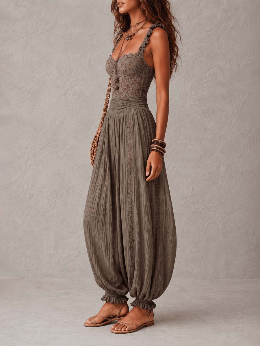 Nieves | Completo Bandeau in Pizzo e Pantaloni Harem