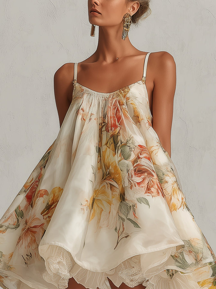 Primula | Mini Abito in Organza Floreale