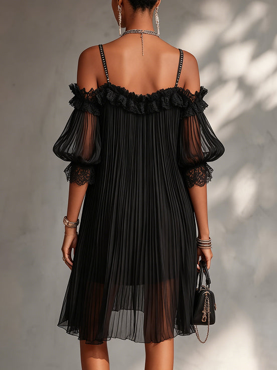 Sara | Mini Abito in Chiffon e Pizzo