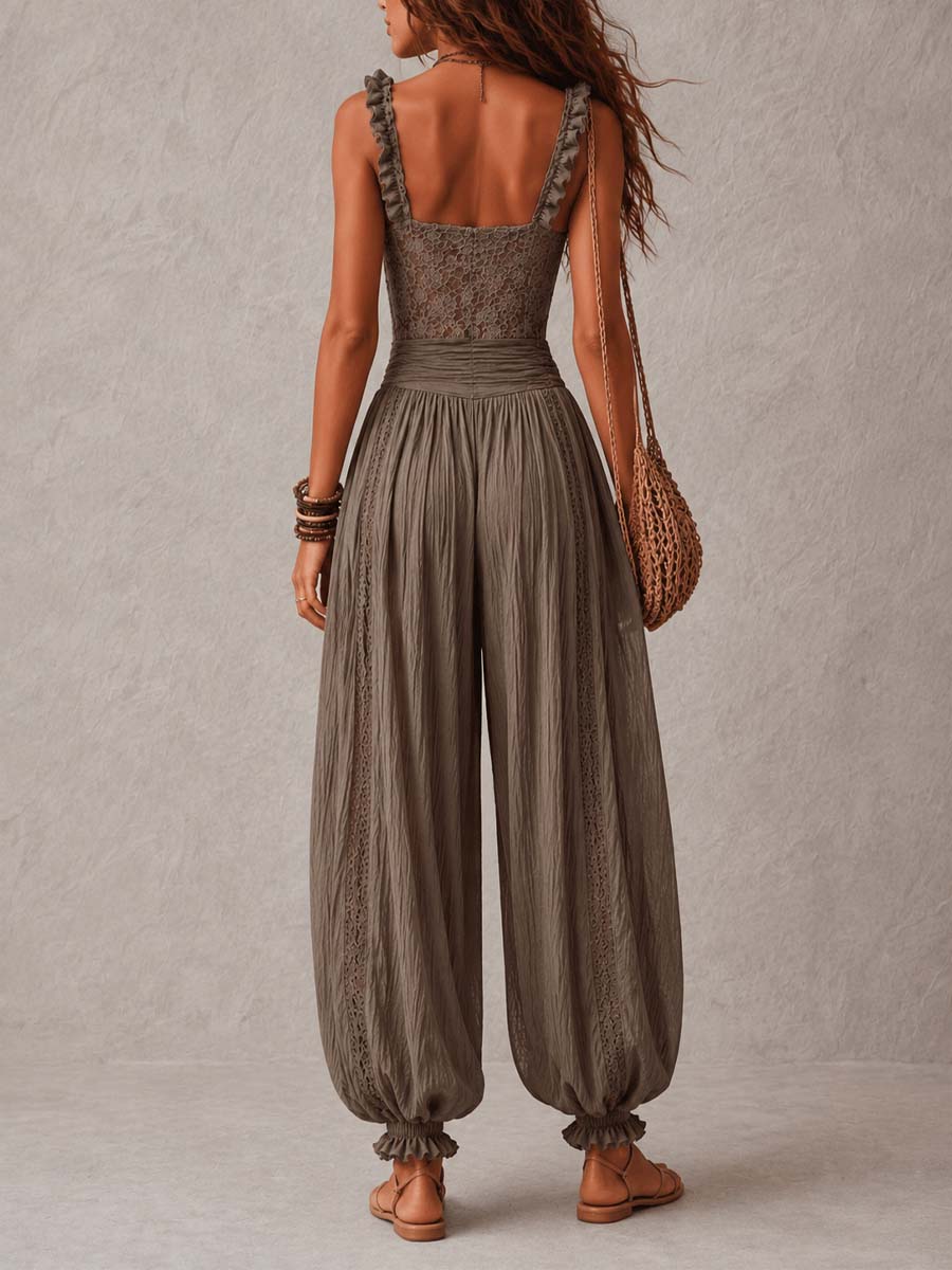 Nieves | Completo Bandeau in Pizzo e Pantaloni Harem