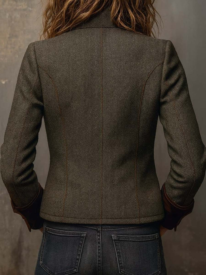Orsola | Blazer Spigato con Bordo a Contrasto