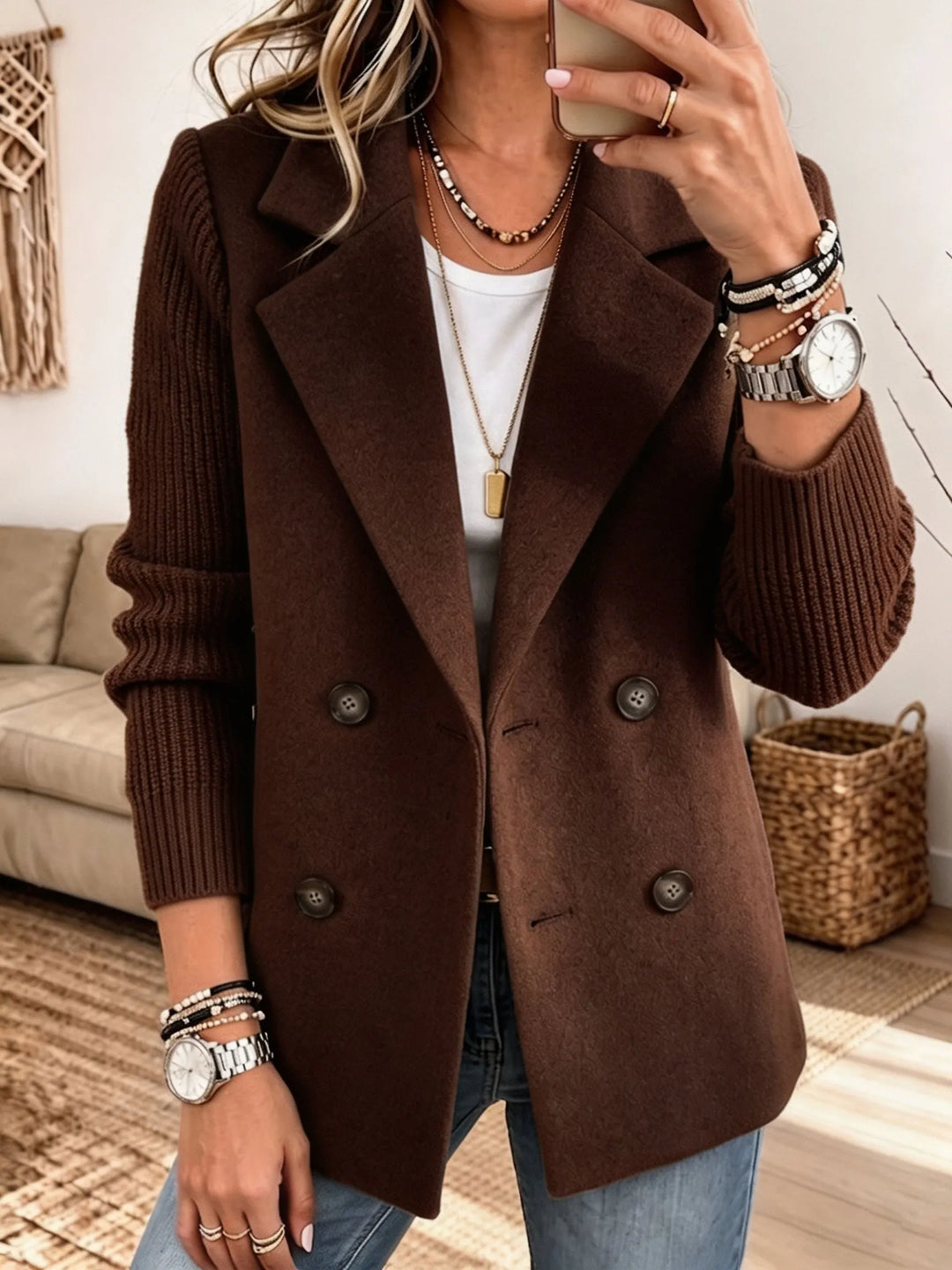 Diletta | Blazer Elegante con Maniche in Maglia
