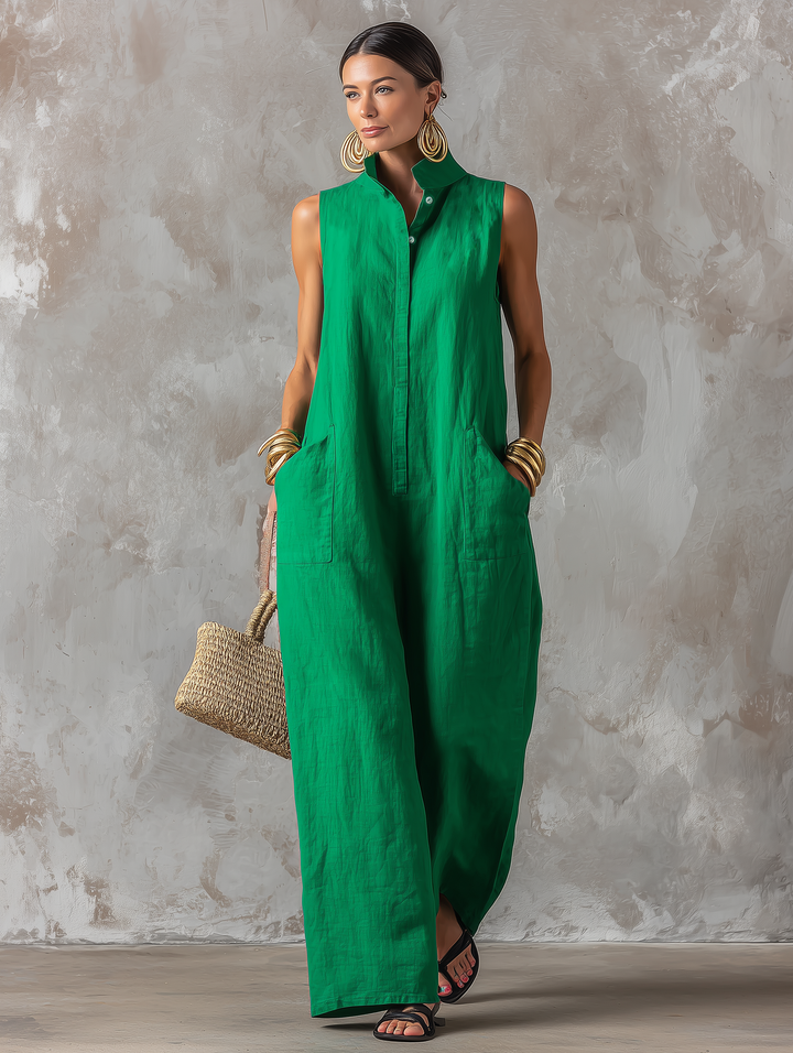 Chiara | Tuta Donna Minimalista Ampia in Misto Lino