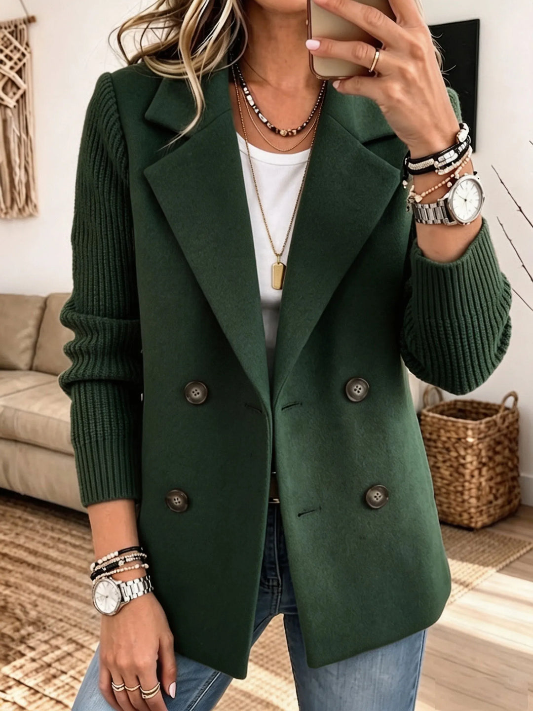 Diletta | Blazer Elegante con Maniche in Maglia