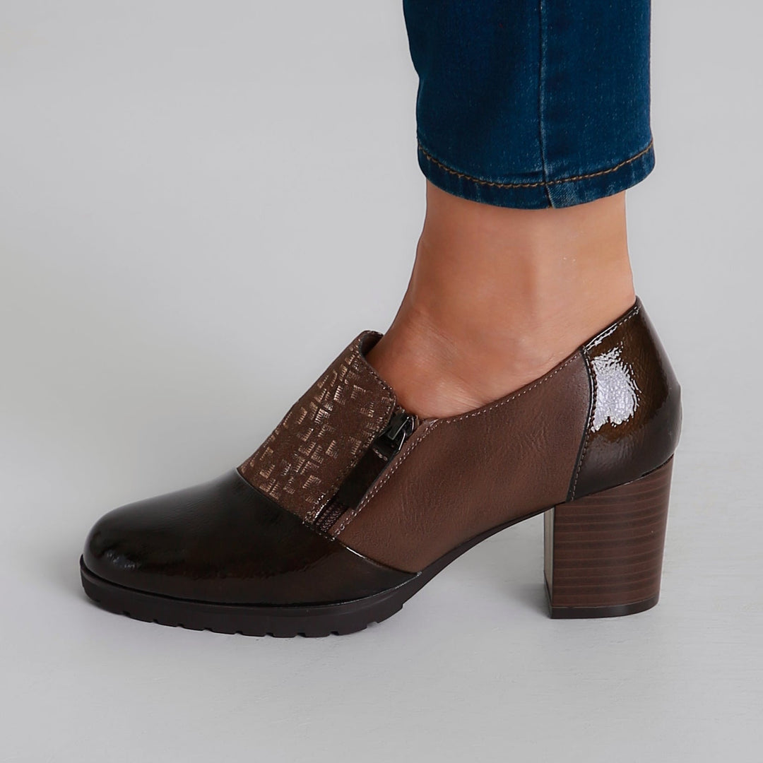 Eloisa | Mocassini con Tacco e Zip Decorativa
