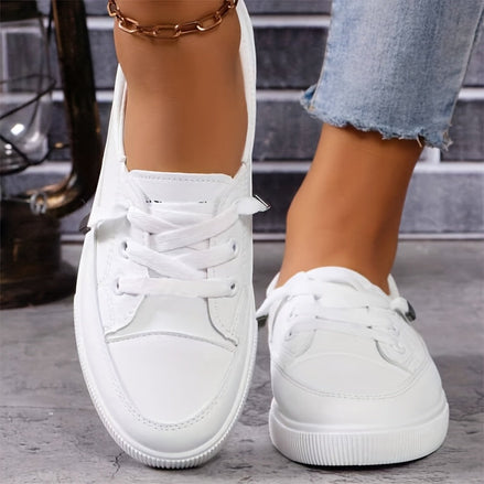 Elowen – Scarpe basse ortopediche da donna bianche con lacci – Soletta morbida e traspirante