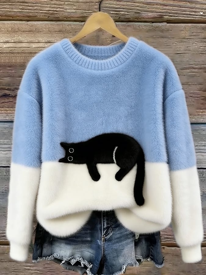 Micaela | Maglione Oversize con Stampa Gatto