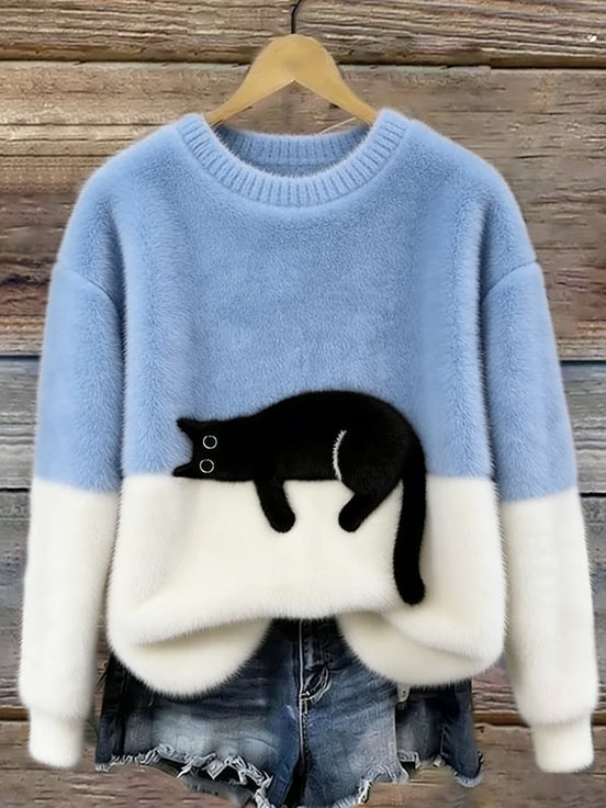 Micaela | Maglione Oversize con Stampa Gatto