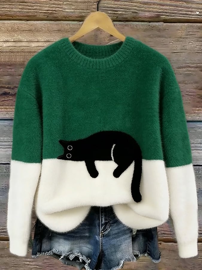 Micaela | Maglione Oversize con Stampa Gatto