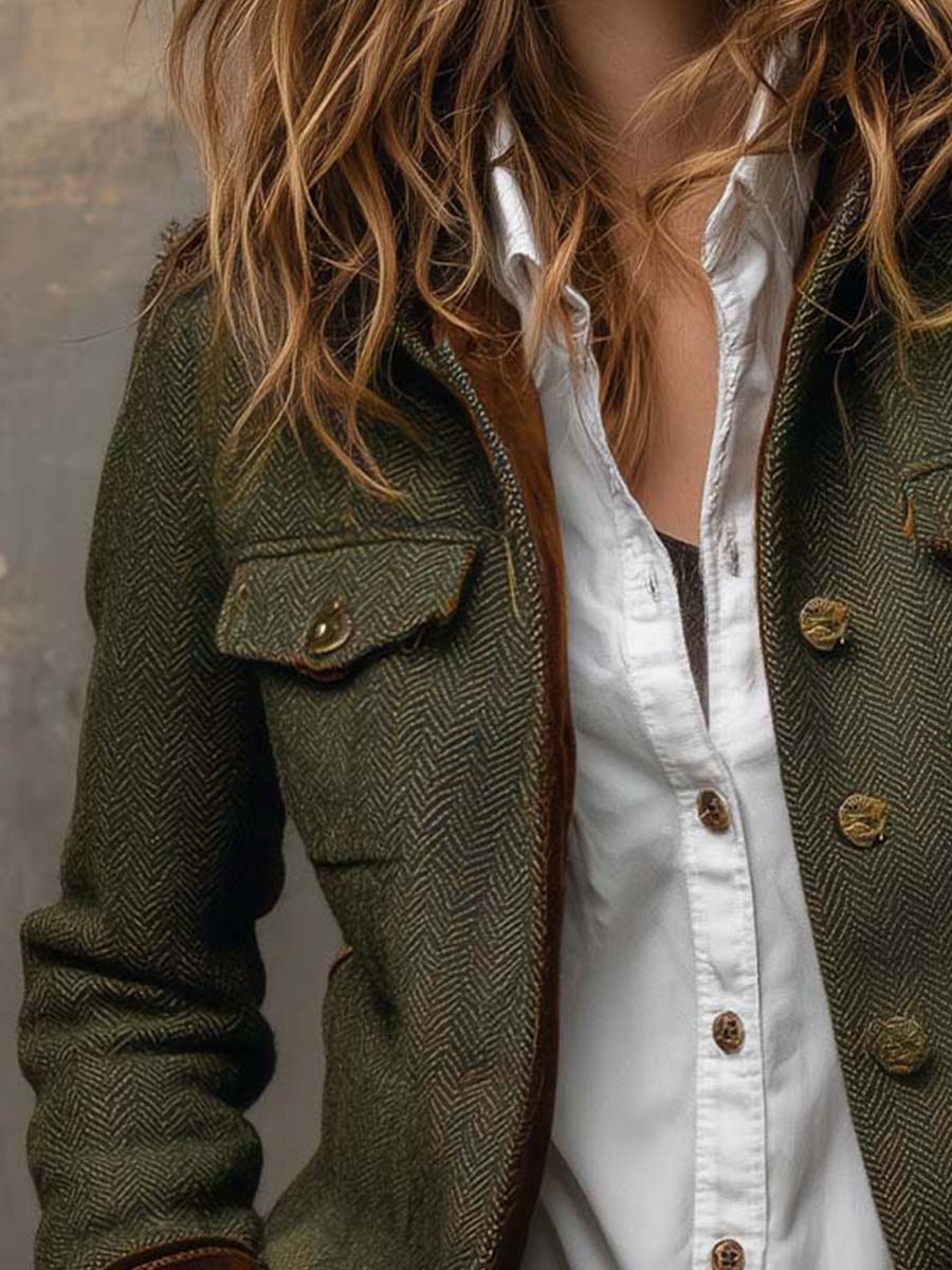 Orsola | Blazer Spigato con Bordo a Contrasto