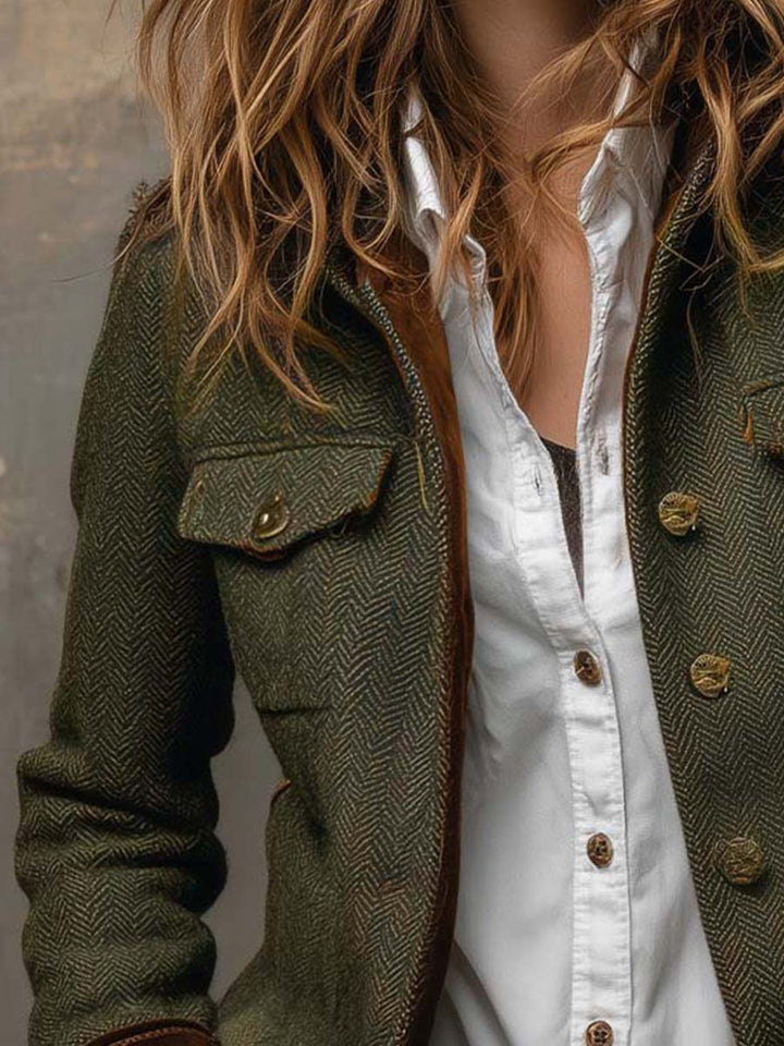 Orsola | Blazer Spigato con Bordo a Contrasto