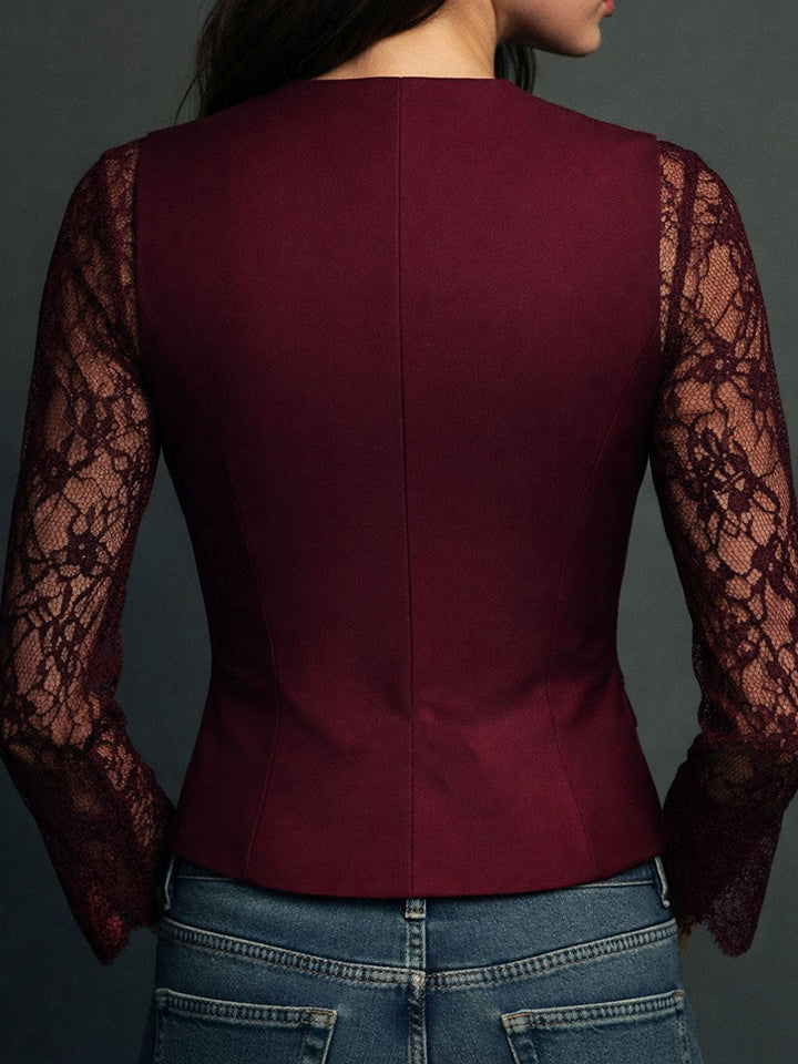 Adelmina | Blazer Nero con Maniche Semi-Trasparenti