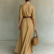 Benedetta | Maxi abito con revers e cintura in vita
