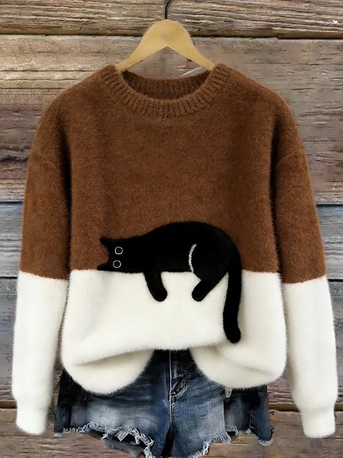 Micaela | Maglione Oversize con Stampa Gatto