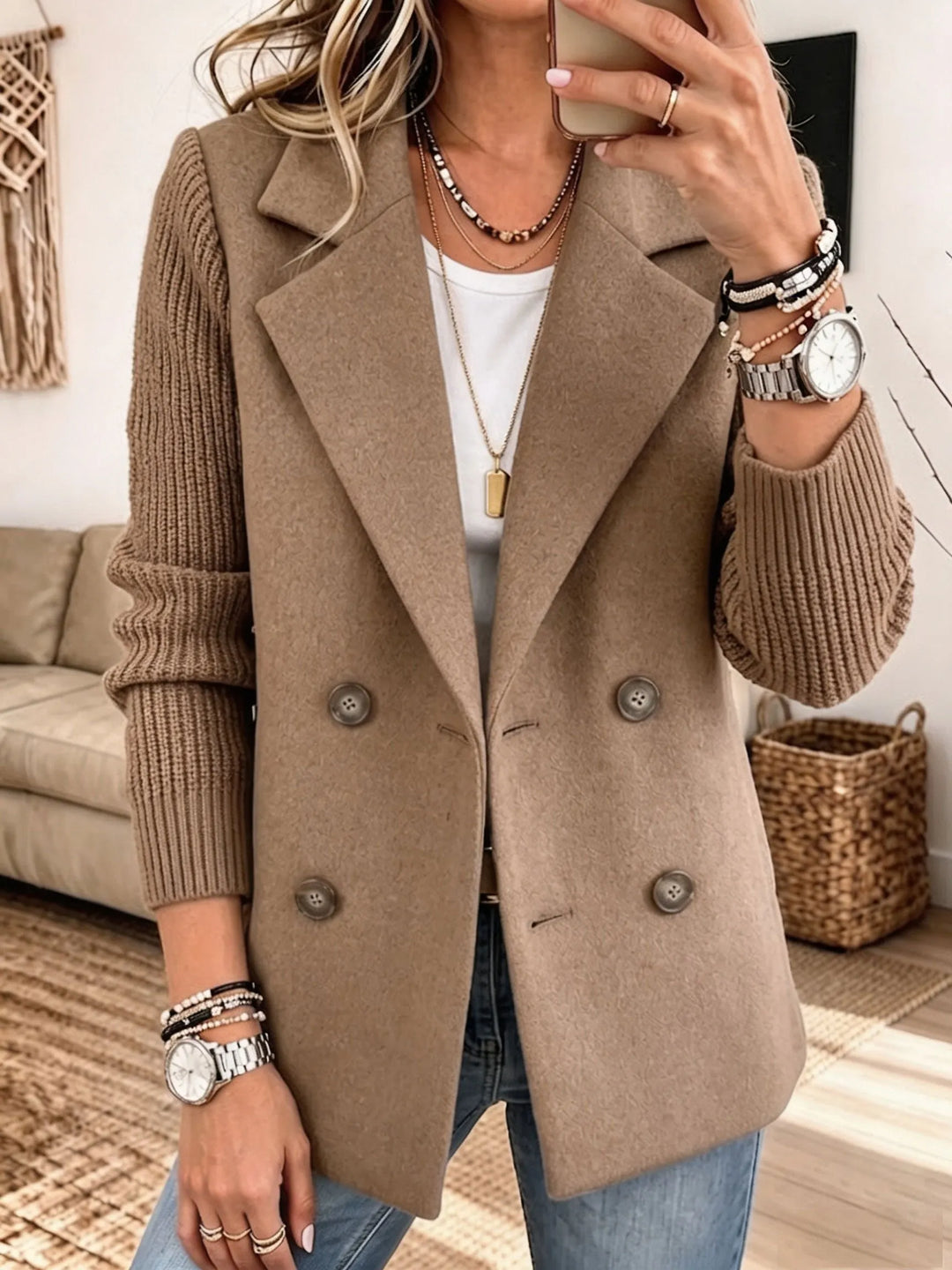 Diletta | Blazer Elegante con Maniche in Maglia