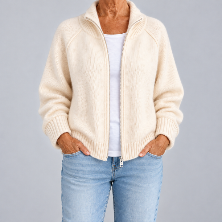 Romina | Cardigan con Zip e Collo Alto