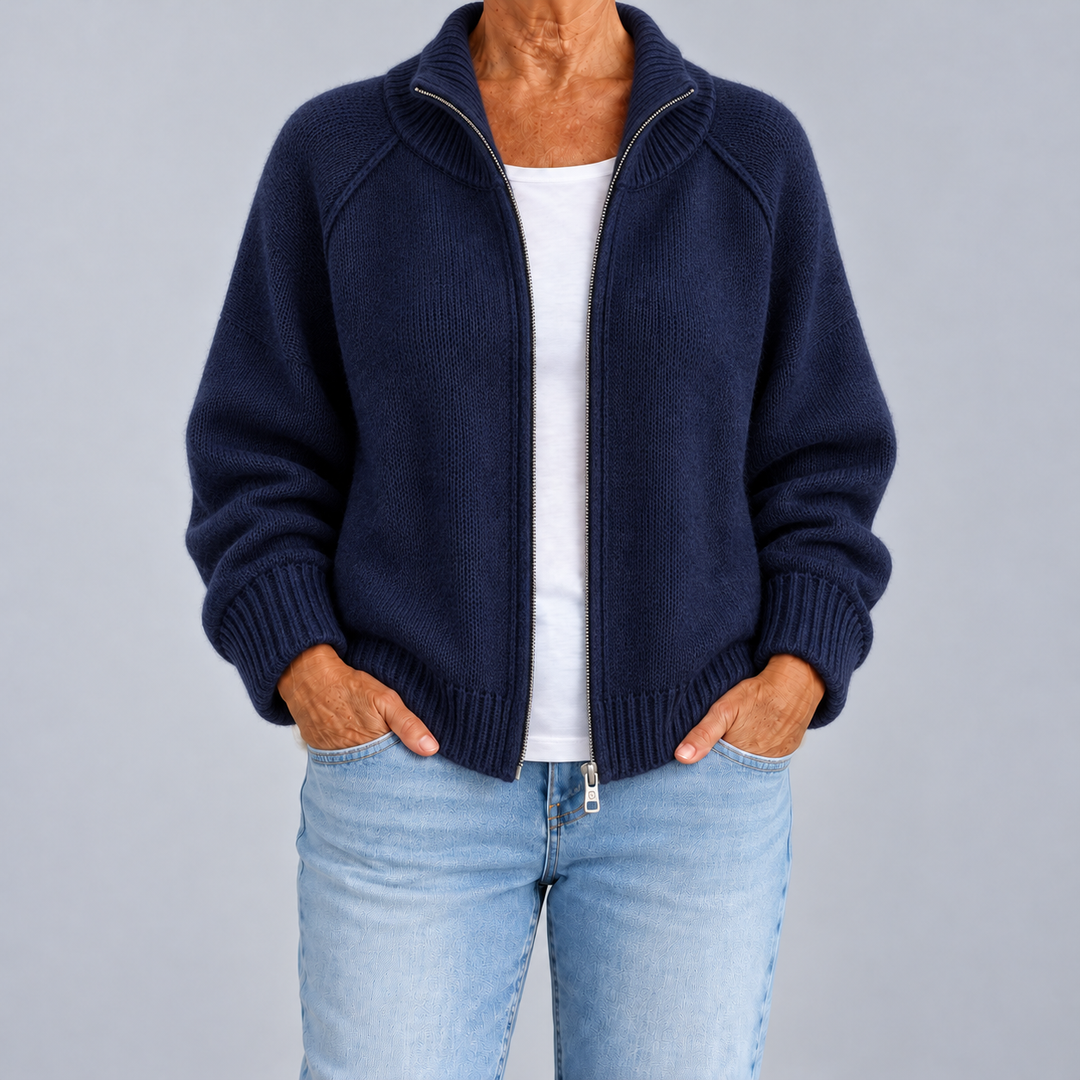 Romina | Cardigan con Zip e Collo Alto