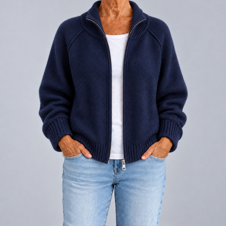 Romina | Cardigan con Zip e Collo Alto