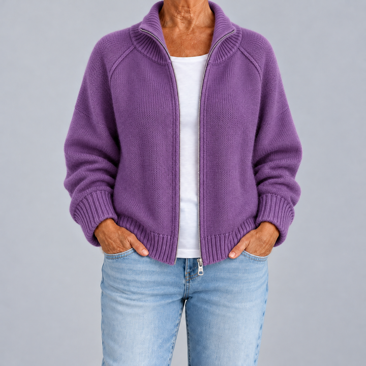Romina | Cardigan con Zip e Collo Alto