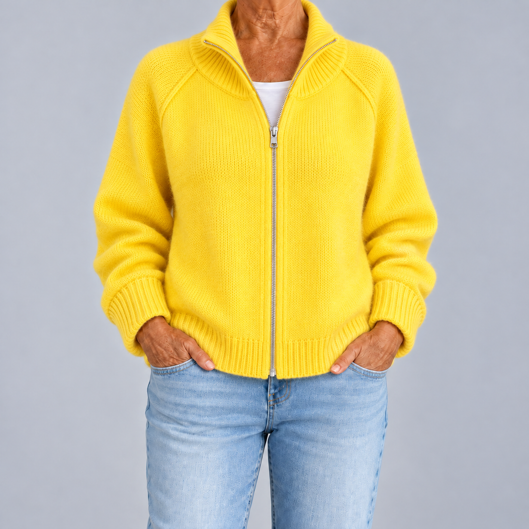 Romina | Cardigan con Zip e Collo Alto