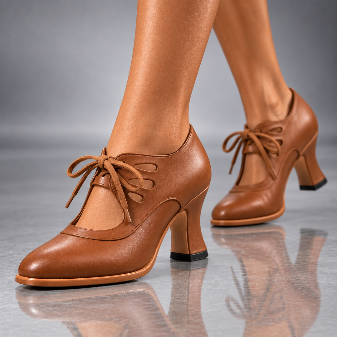 Rosalia | Scarpe con Tacco e Lacci, Tomaia in Pelle
