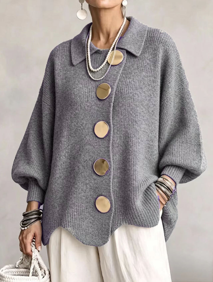 Solidea | Cardigan Oversize con Grandi Bottoni Dorati