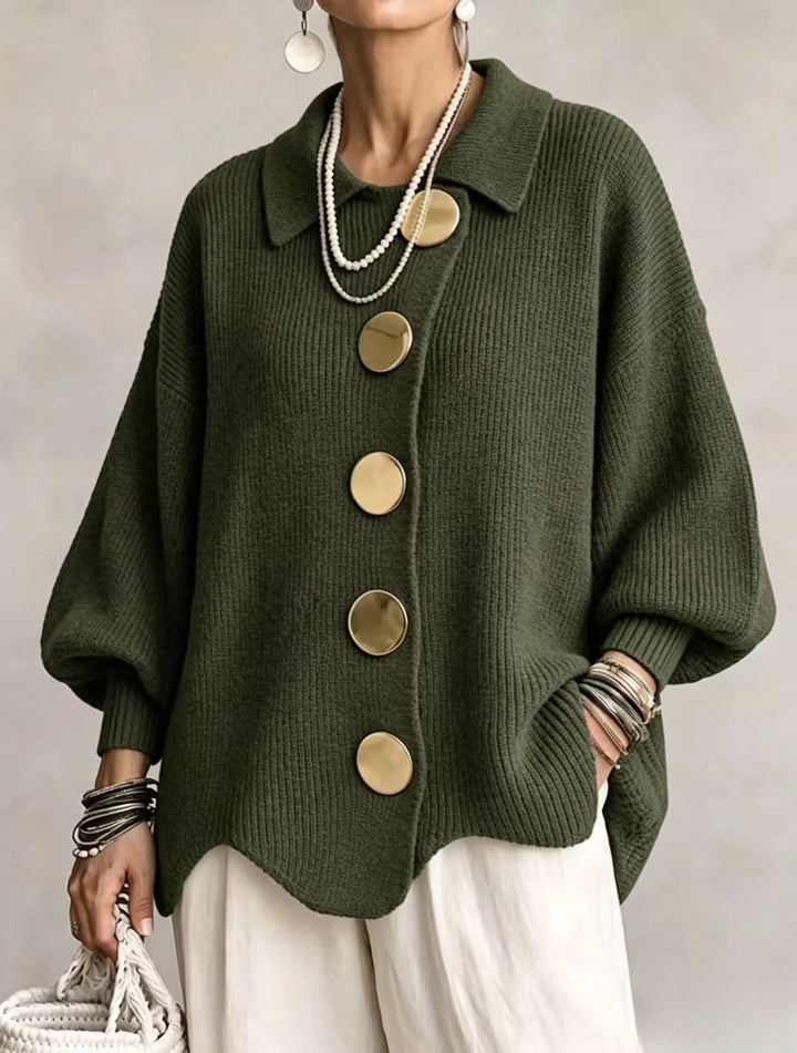 Solidea | Cardigan Oversize con Grandi Bottoni Dorati