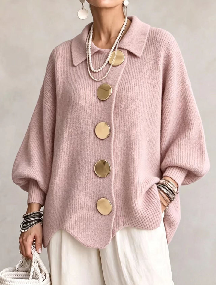 Solidea | Cardigan Oversize con Grandi Bottoni Dorati