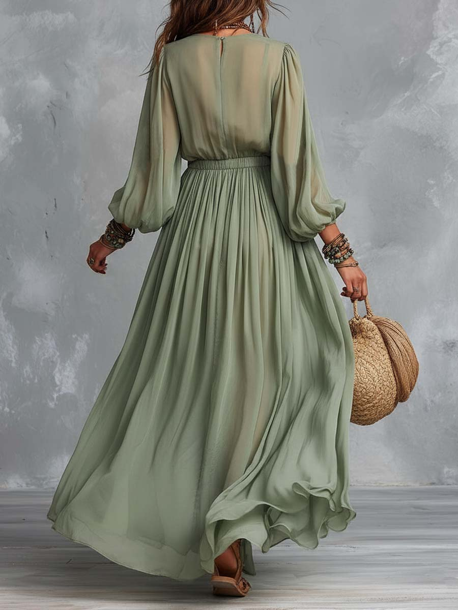 Ottavia | Abito maxi bohemien con stampa floreale