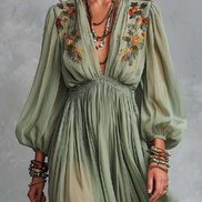 Ottavia | Abito maxi bohemien con stampa floreale