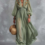 Ottavia | Abito maxi bohemien con stampa floreale