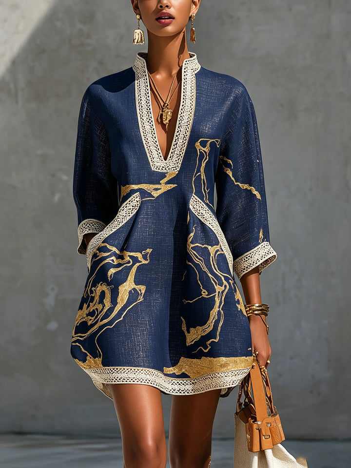 Asia | Mini Abito in Pizzo Blu Navy