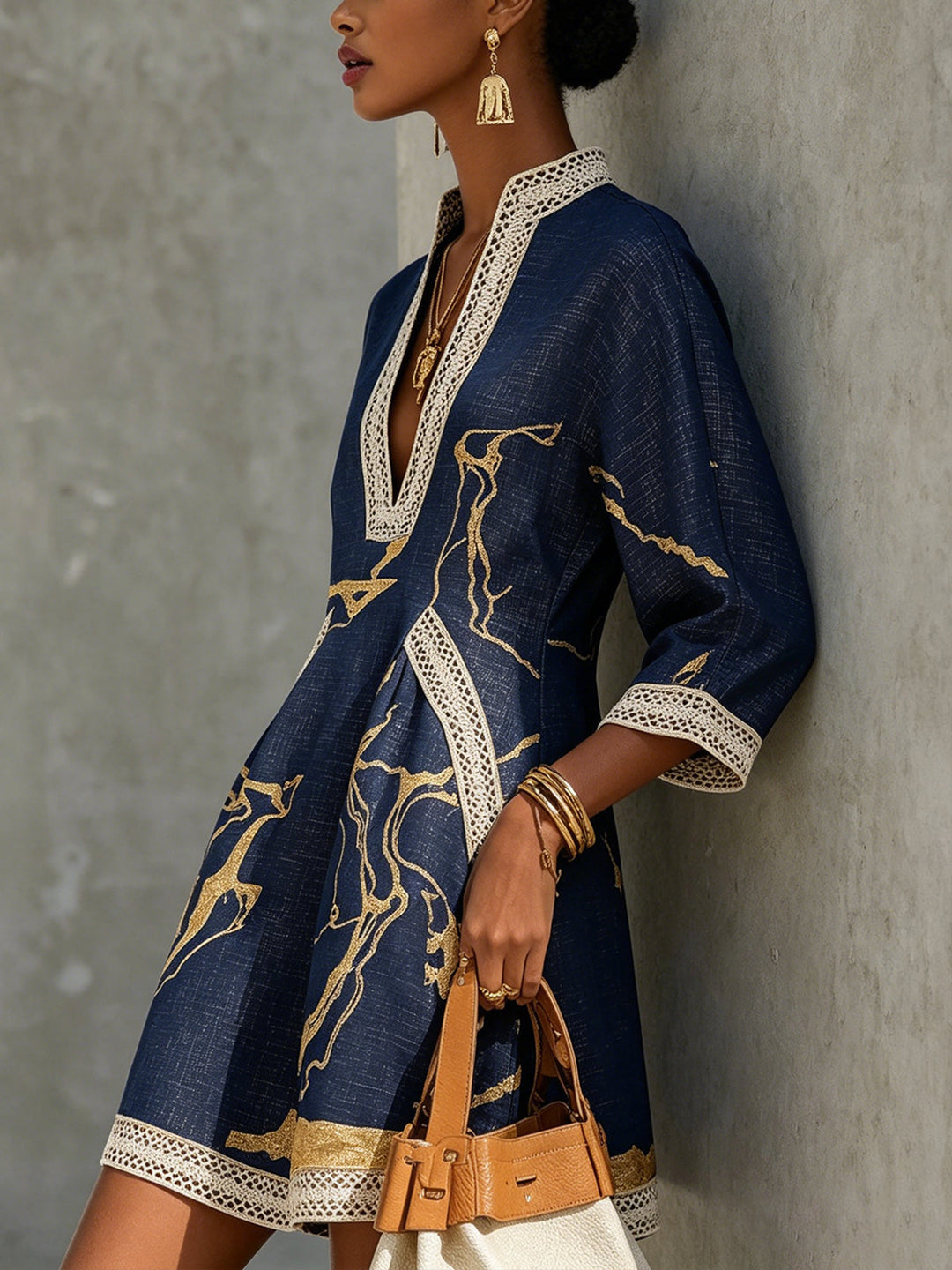 Asia | Mini Abito in Pizzo Blu Navy