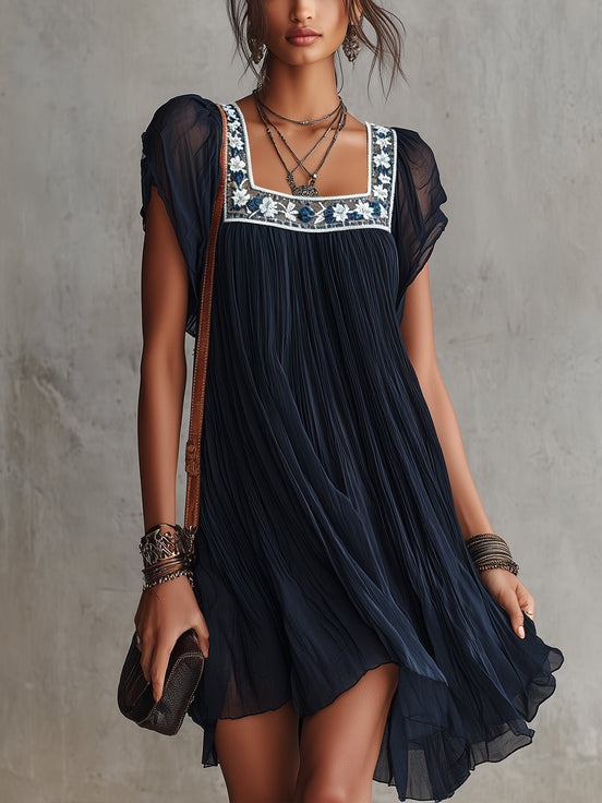 Orsola | Mini Abito in Chiffon Ricamato