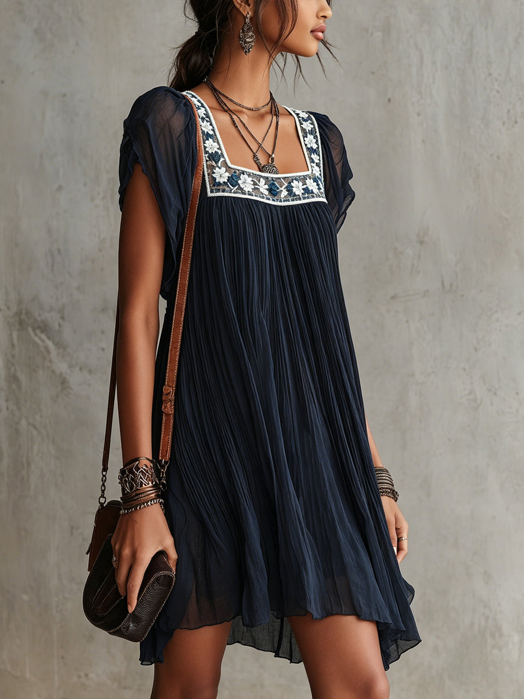 Orsola | Mini Abito in Chiffon Ricamato