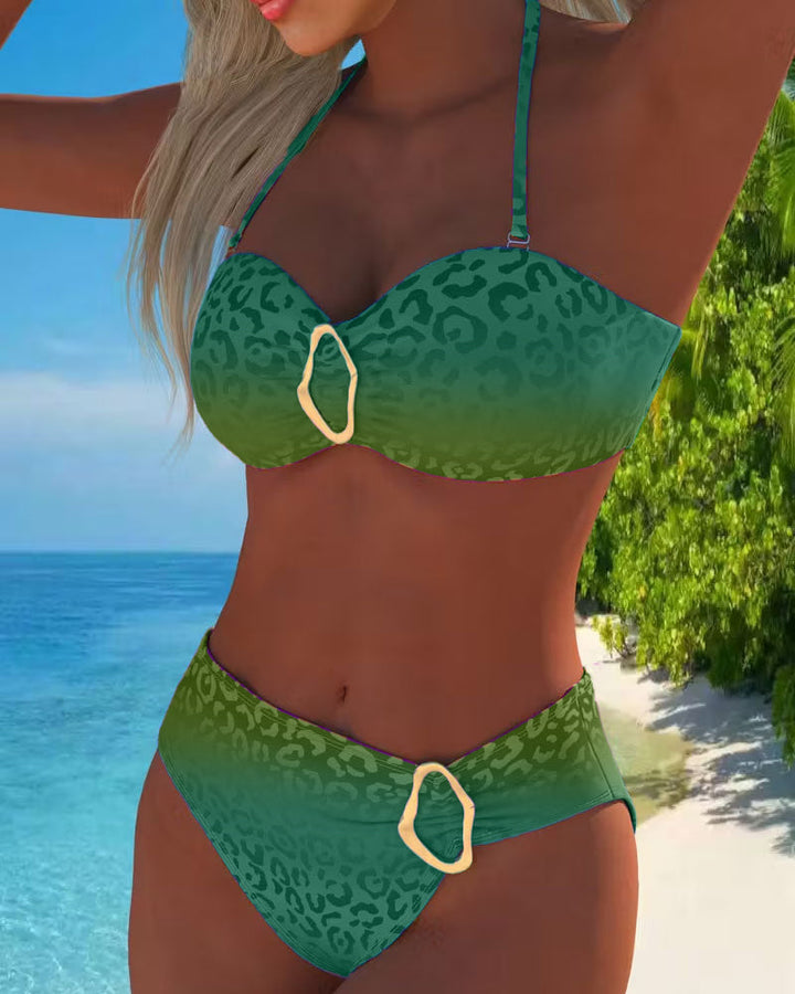 Sofia | Costume da Bagno Collo Americano Leopardato Sfumato
