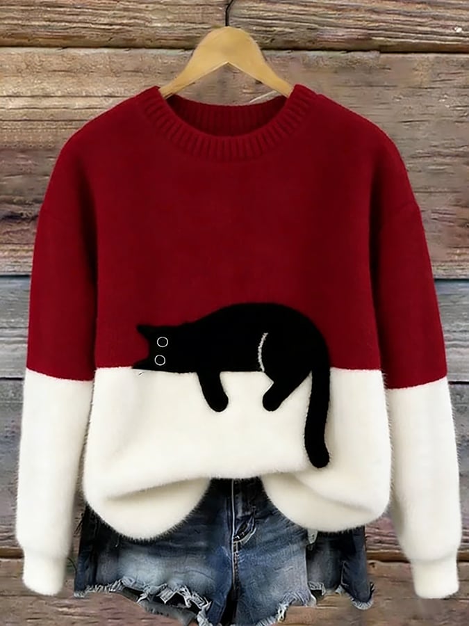 Micaela | Maglione Oversize con Stampa Gatto