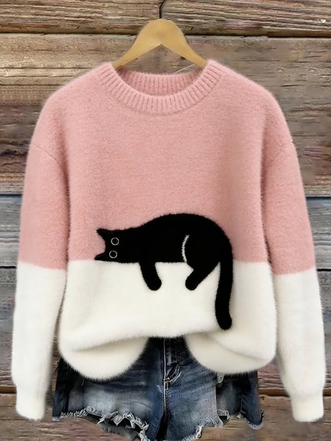 Micaela | Maglione Oversize con Stampa Gatto