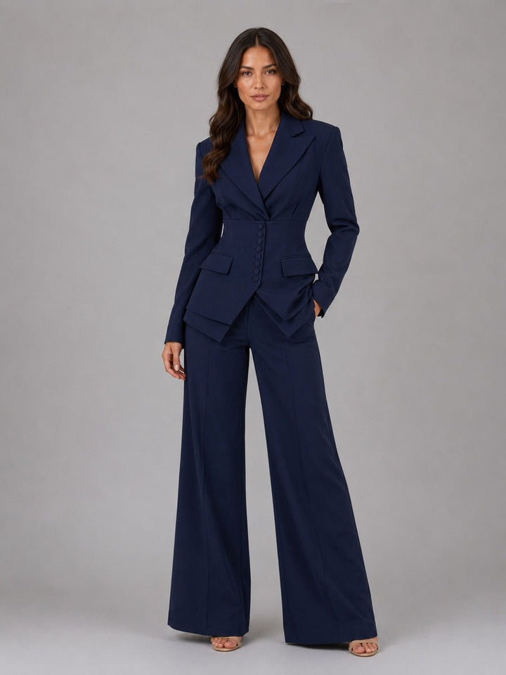 Sabrina | Completo Blazer a Vita Segnata e Pantaloni a Palazzo