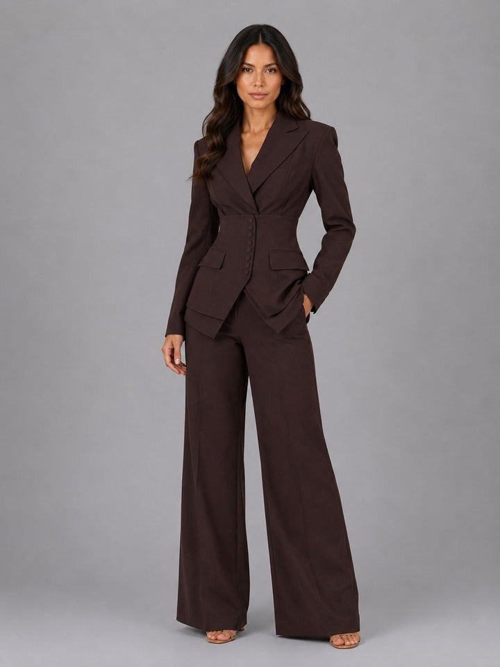 Sabrina | Completo Blazer a Vita Segnata e Pantaloni a Palazzo