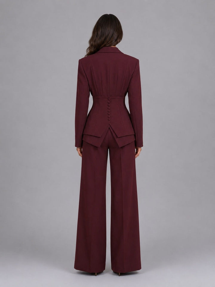 Sabrina | Completo Blazer a Vita Segnata e Pantaloni a Palazzo
