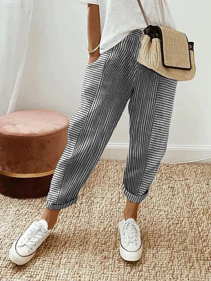 Cristina | Pantalone a Righe Leggero