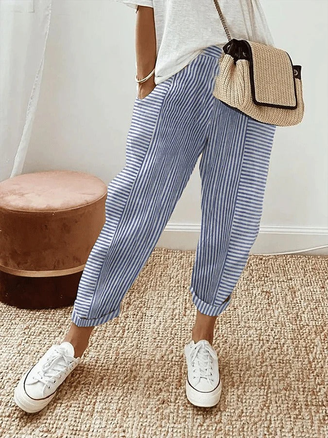 Cristina | Pantalone a Righe Leggero