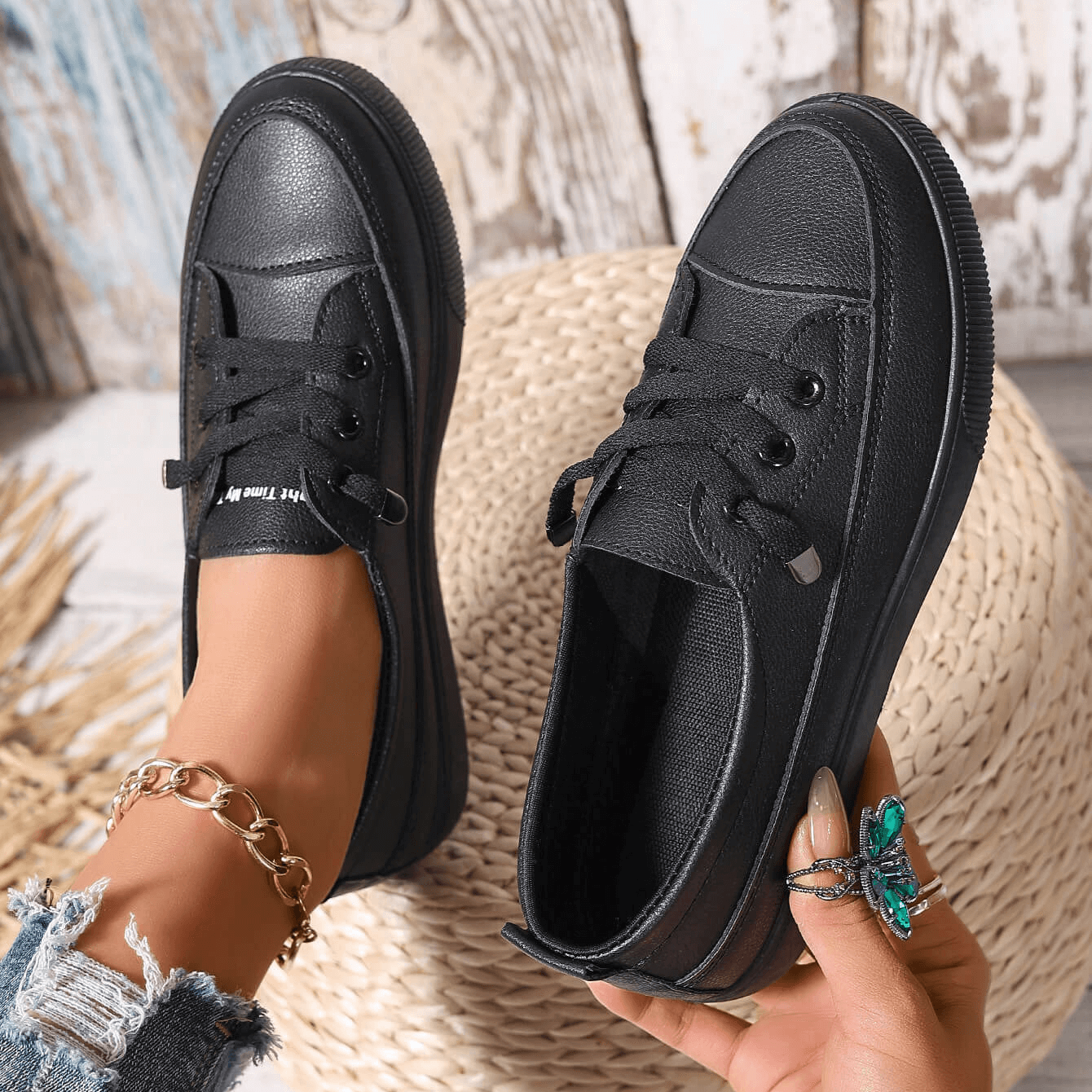 Elowen – Scarpe basse ortopediche da donna bianche con lacci – Soletta morbida e traspirante