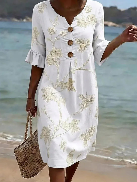 Albina | Abito Casual a Fiori Bianco