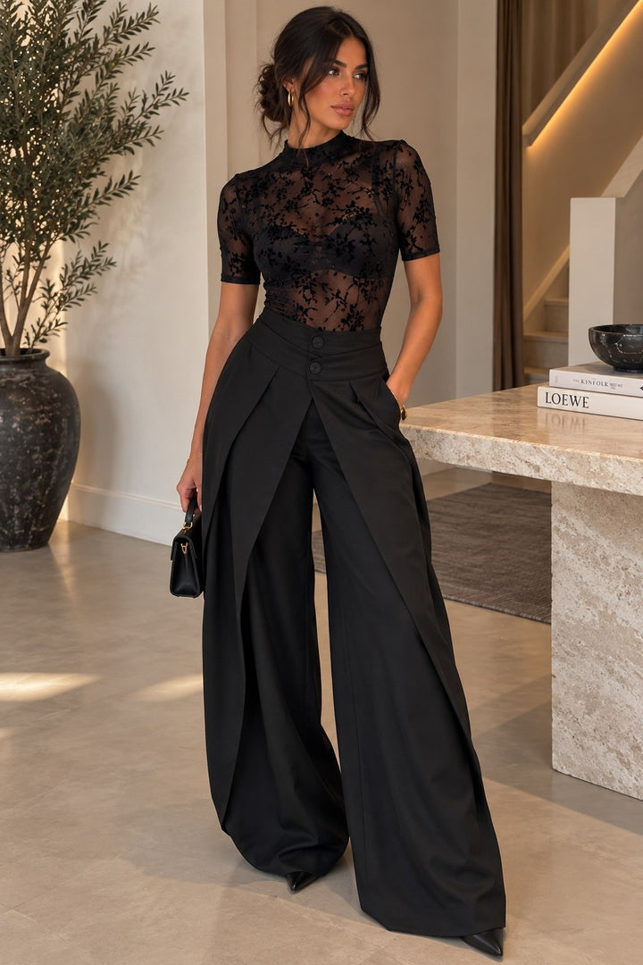 Edvige | Coordinato in Pizzo con Pantalone Palazzo