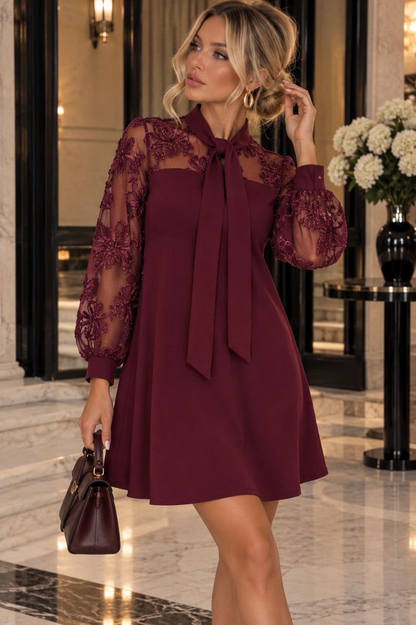Gemma | Abito in Tulle Floreale con Fiocco