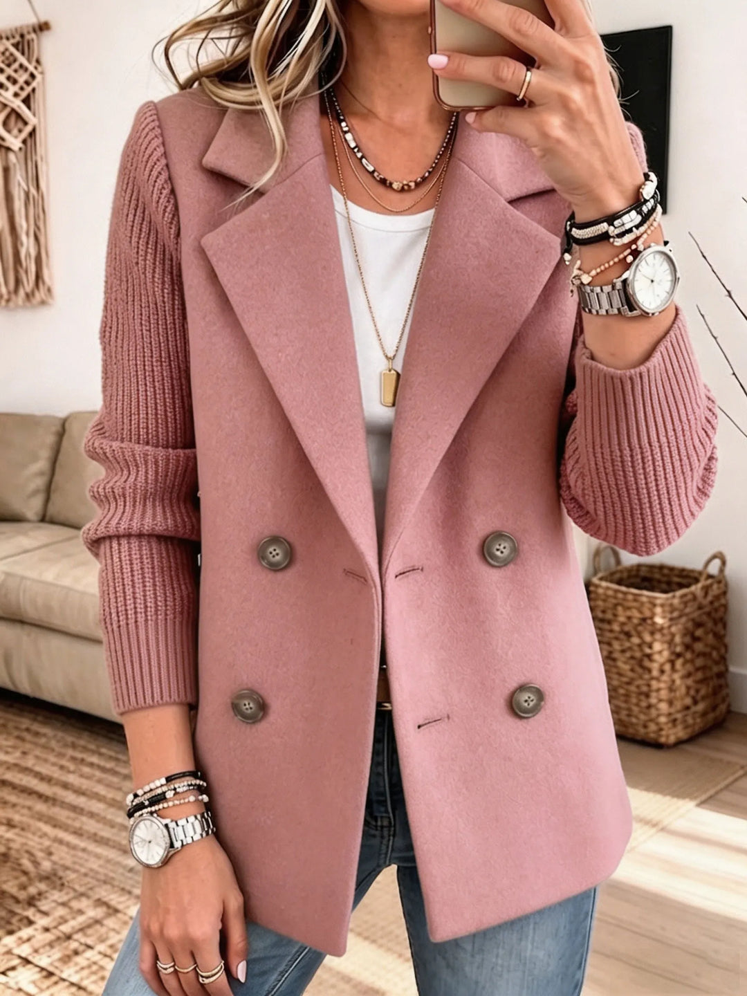 Diletta | Blazer Elegante con Maniche in Maglia